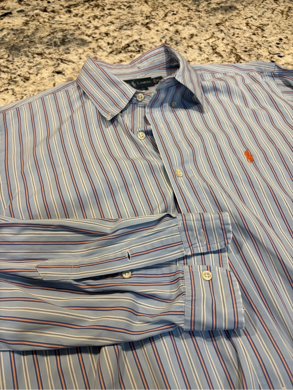 Ralph Lauren Light Blue Multi-Stripe Button-Down Shirt with Red Pony - Picture 6 of 6